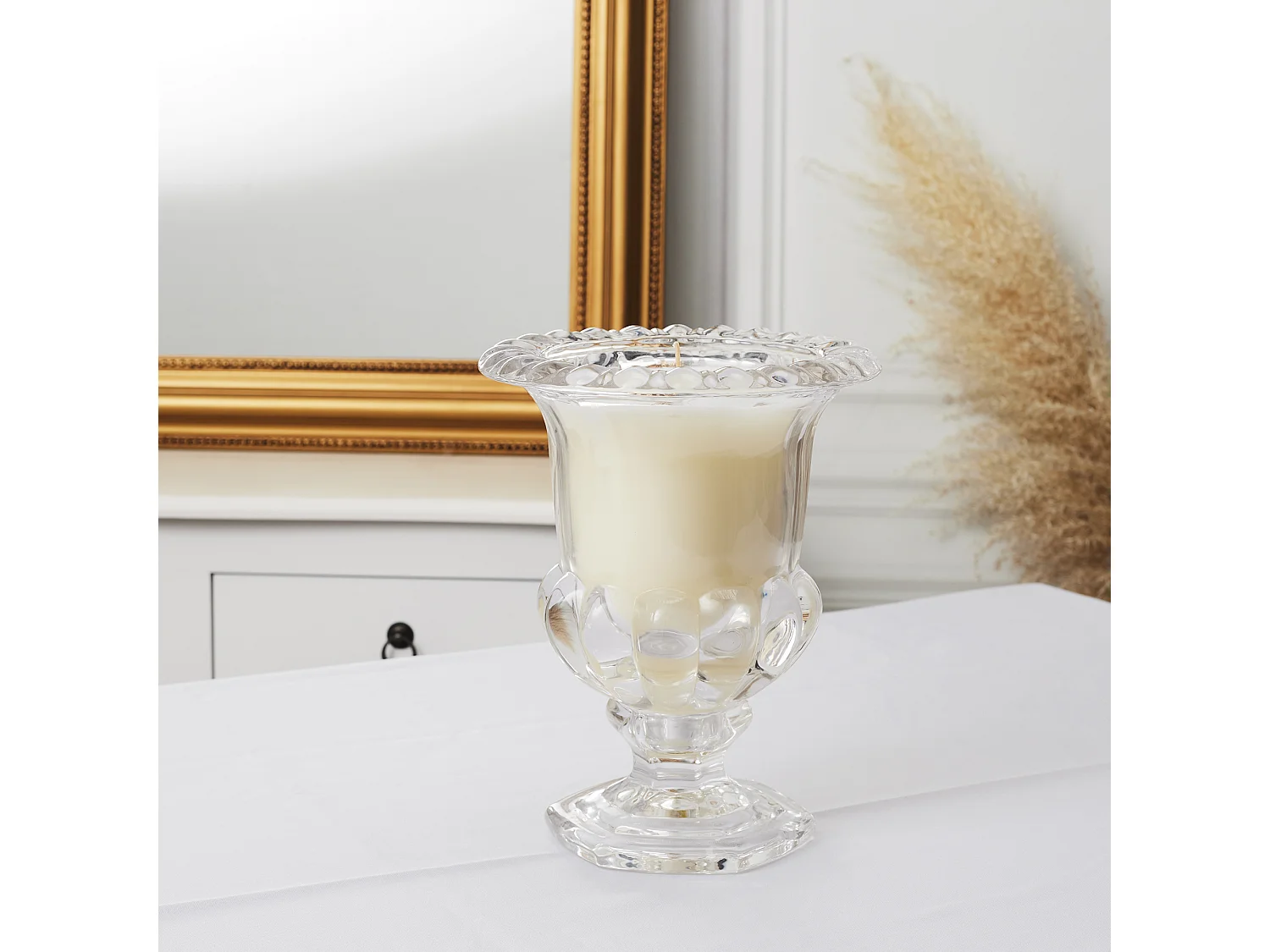 Bougie Parfumee Vase Medicis 14cm Blanc, Transparent