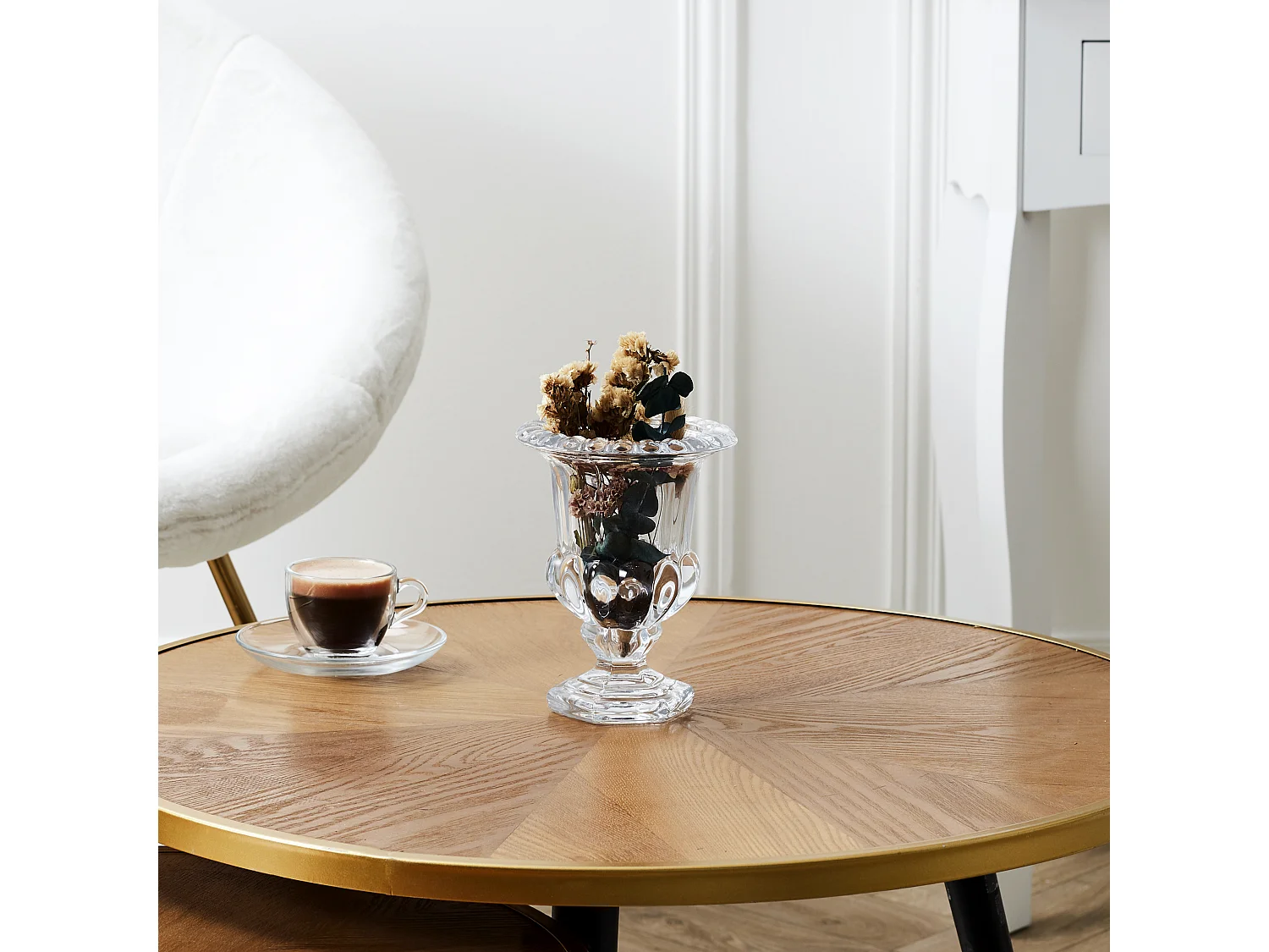 Bougie Parfumee Vase Medicis 14cm Blanc, Transparent