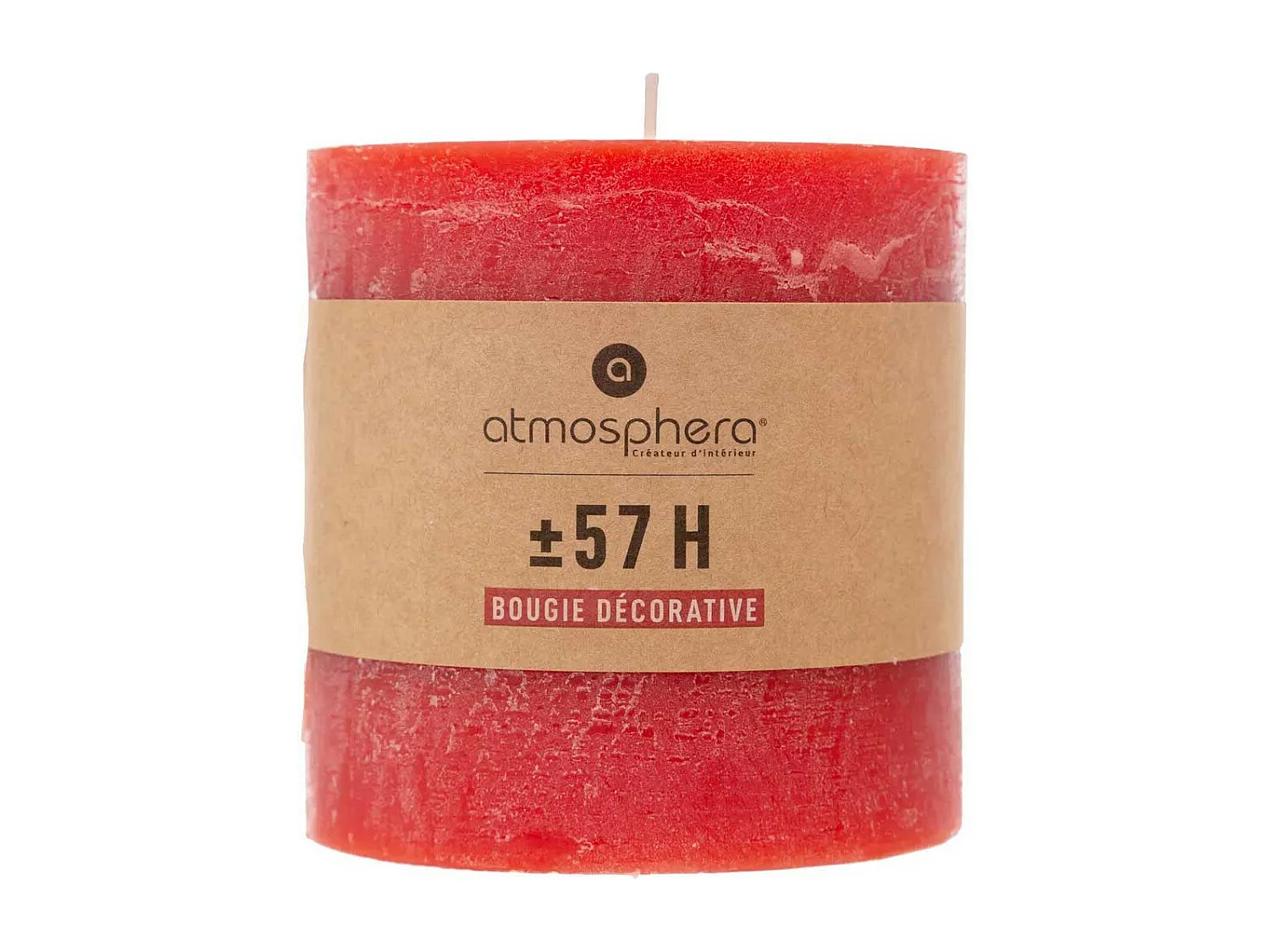Bougie Cylindrique "Rustic" 10cm Rouge