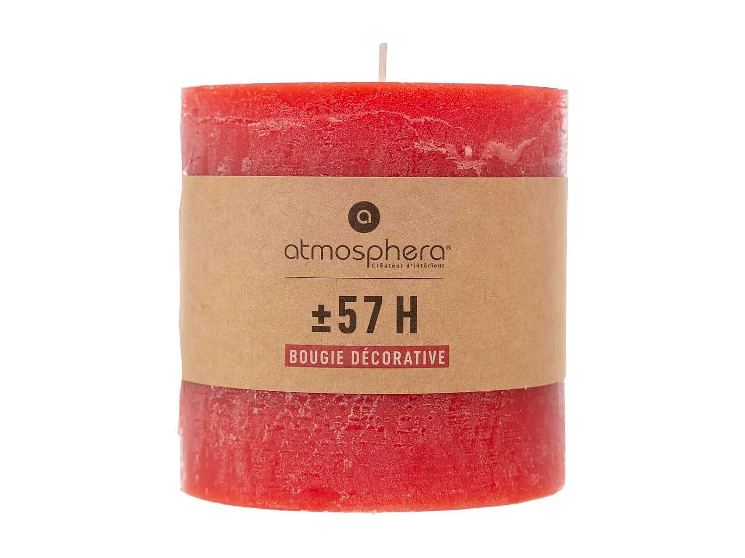 Bougie Cylindrique "Rustic" 10cm Rouge