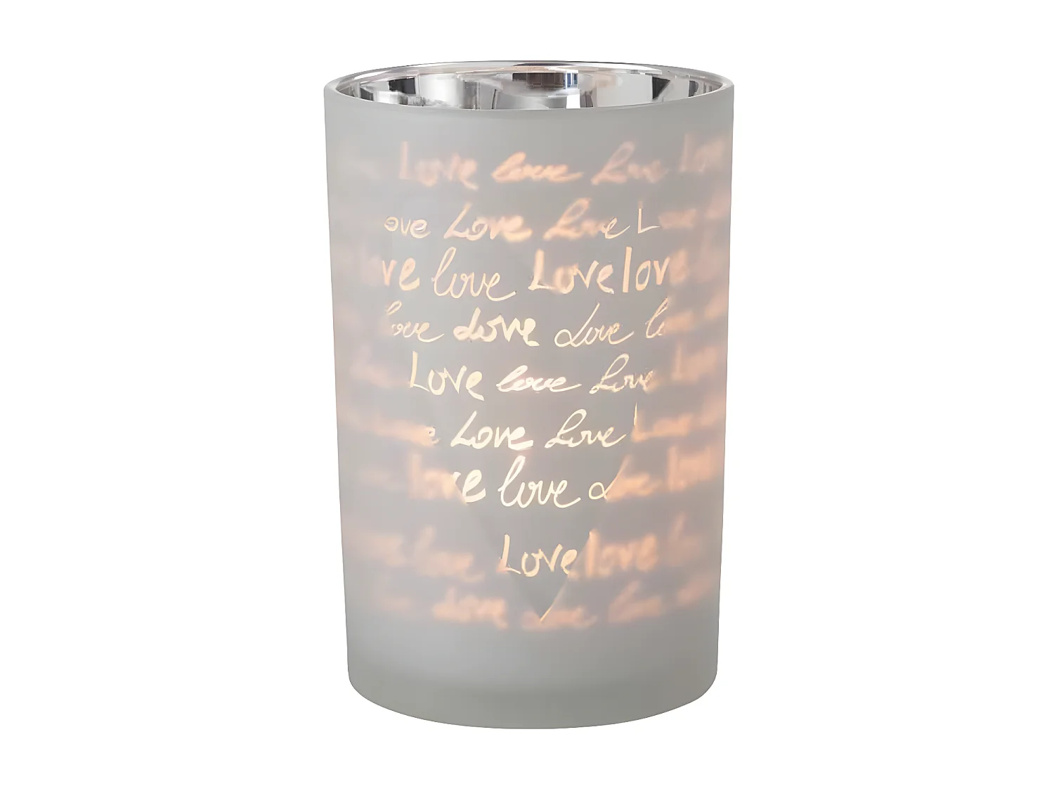 Photophore en Verre "Love" 18cm Blanc