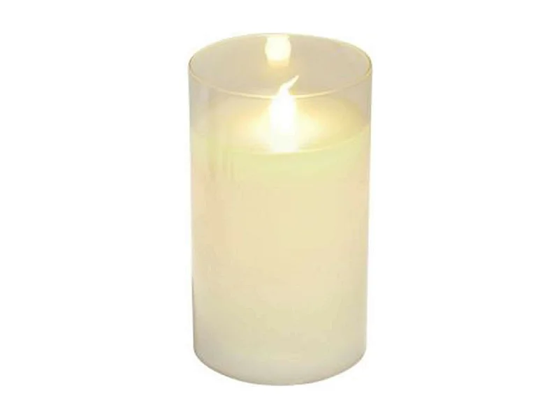 Bougie Ronde LED "Verrine" 12cm Blanc