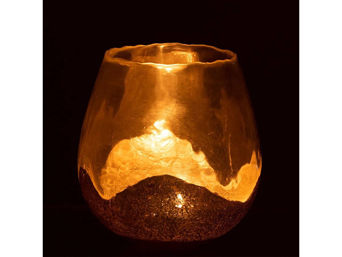 Photophore Rond en Verre "Zoé" 18cm Transparent