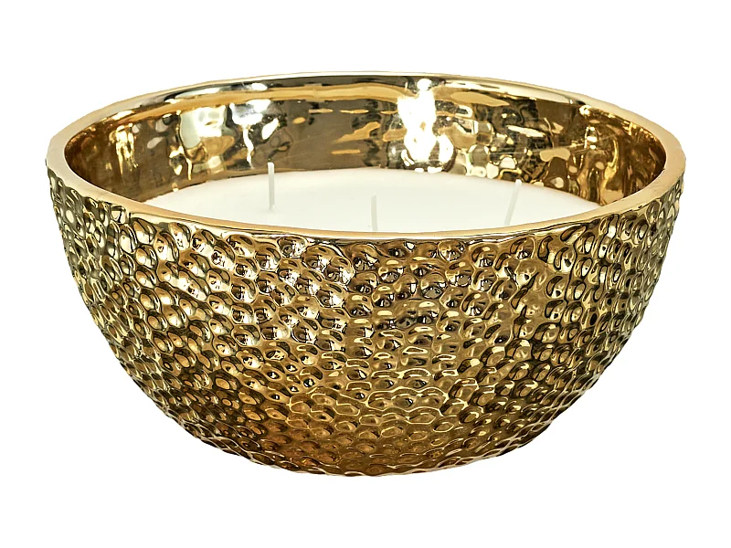 Bougie Parfumee Martelee Doree 5 Meches D21cm Or