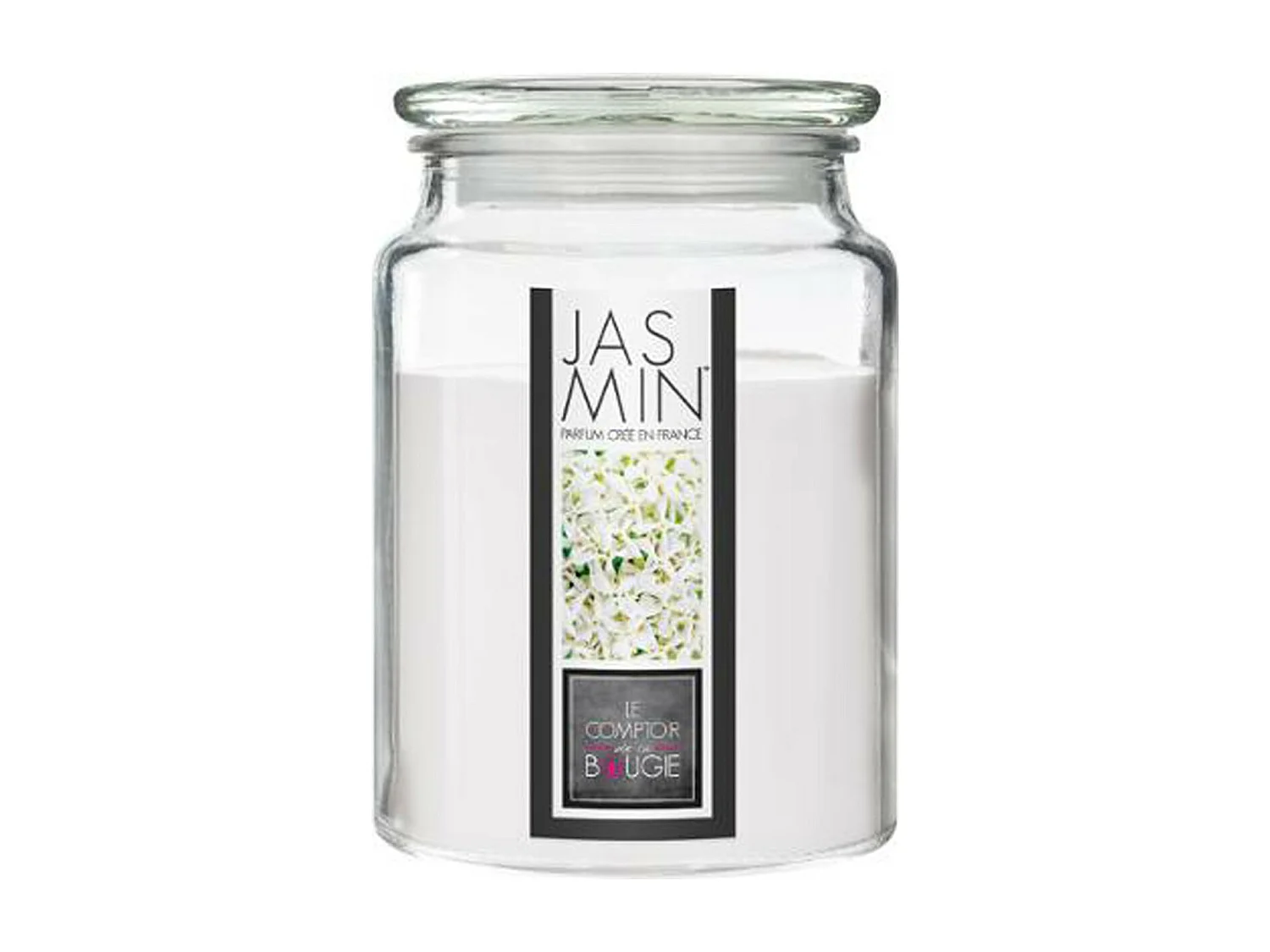 Bougie Parfumée en Verre "Couvercle" 510g Jasmin