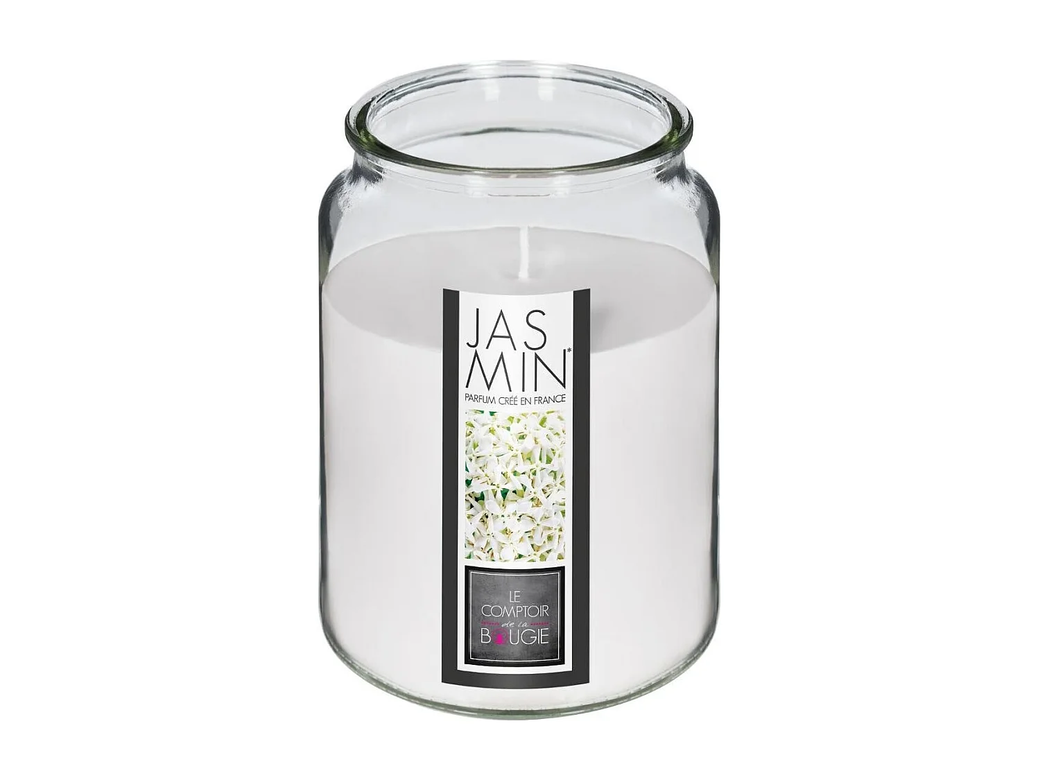 Bougie Parfumée en Verre "Couvercle" 510g Jasmin