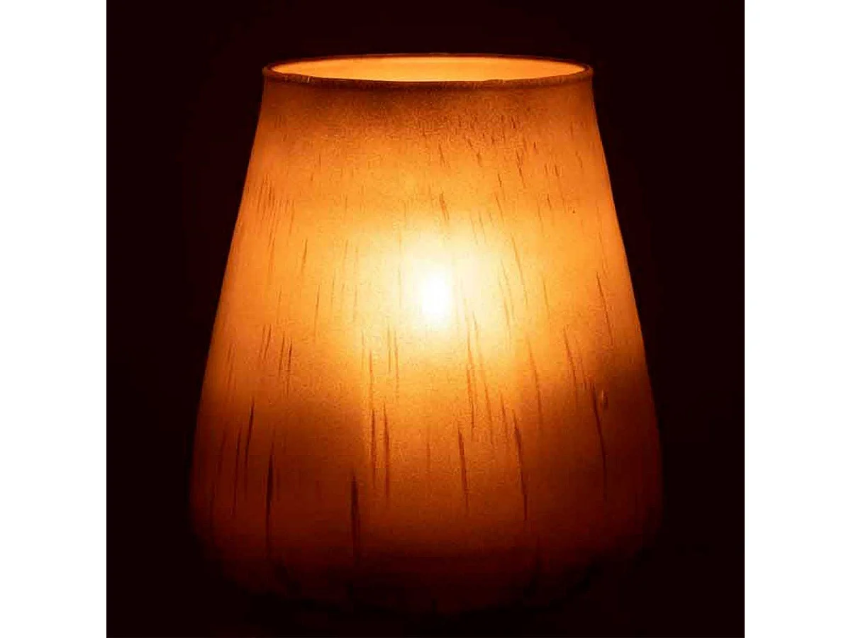 Portavelas irregular de vidrio marrón 15x15x17cm