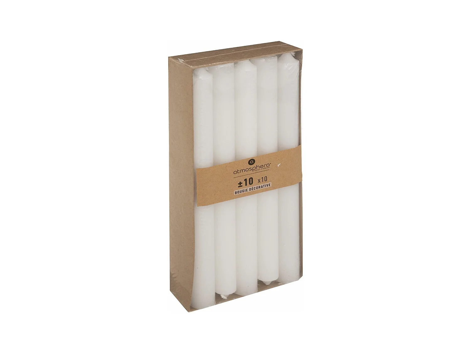Lot de 10 Bougies Bâtons "Many" 25cm Blanc