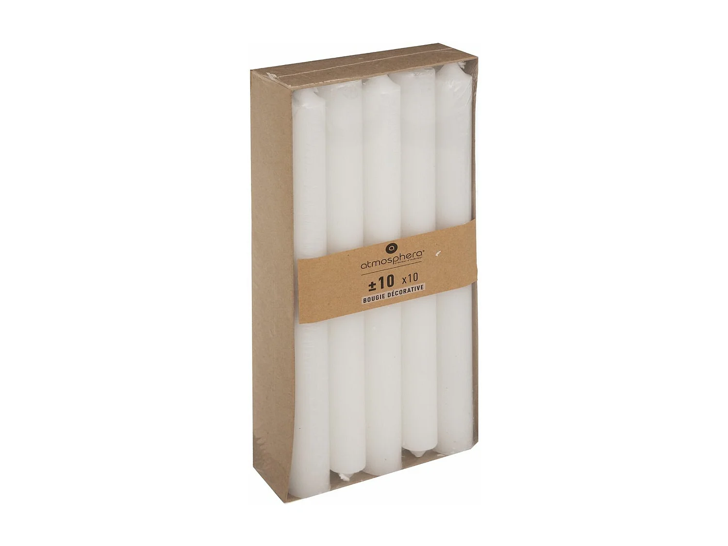 Lot de 10 Bougies Bâtons "Many" 25cm Blanc