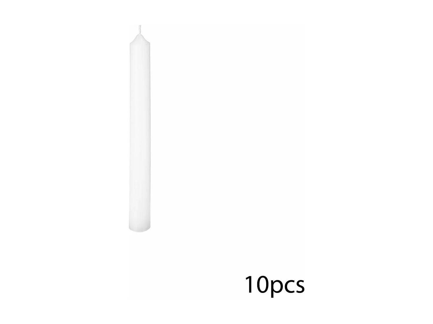 Lot de 10 Bougies Bâtons "Many" 25cm Blanc