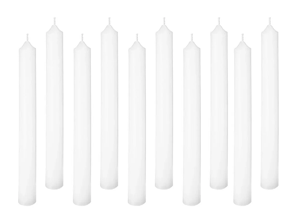 Lot de 10 Bougies Bâtons "Many" 25cm Blanc