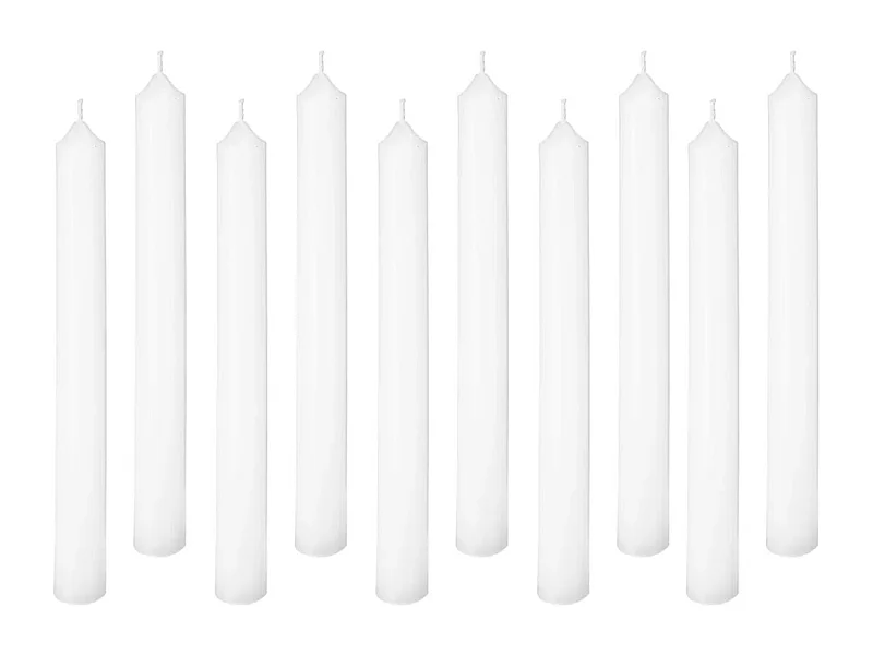 Lot de 10 Bougies Bâtons "Many" 25cm Blanc