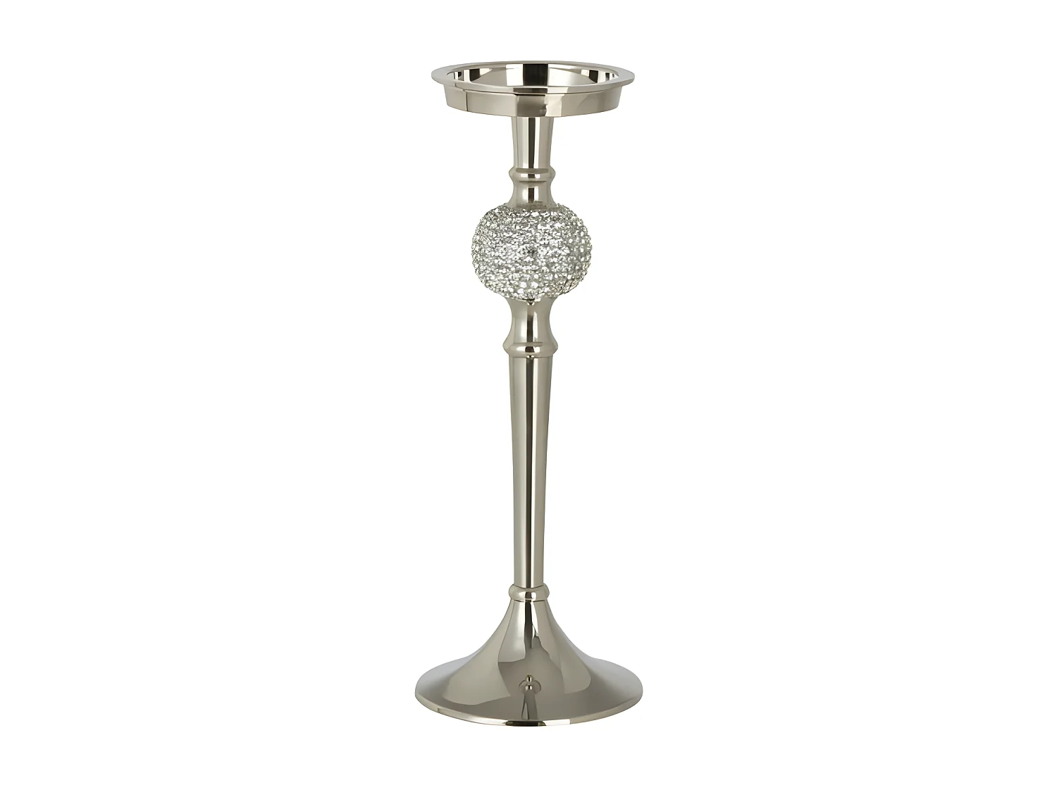 Bougeoir Design "Sphère Diamant" 31cm Argent