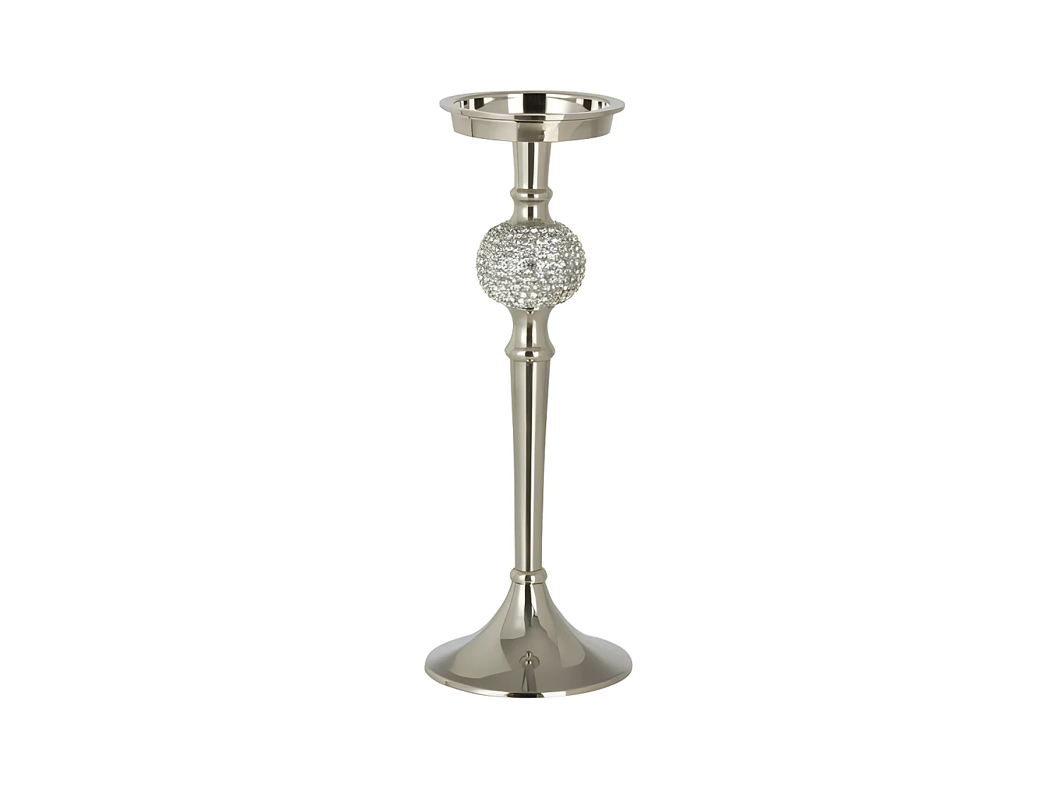 Bougeoir Design "Sphère Diamant" 31cm Argent