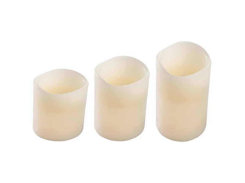 Lot de 3 Bougies Variation de Couleur "LED" 15cm Ivoire