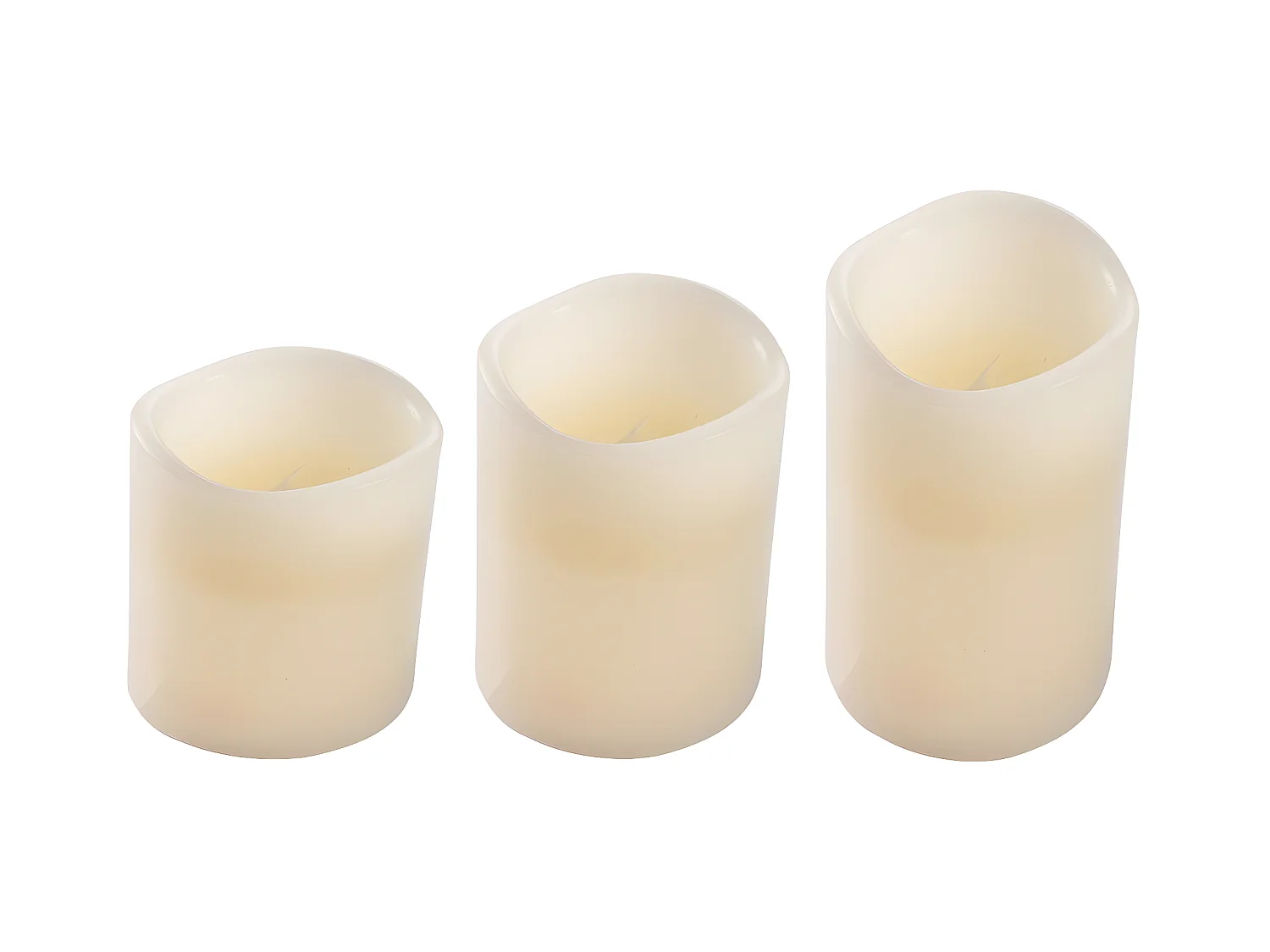 Lot de 3 Bougies Variation de Couleur "LED" 15cm Ivoire