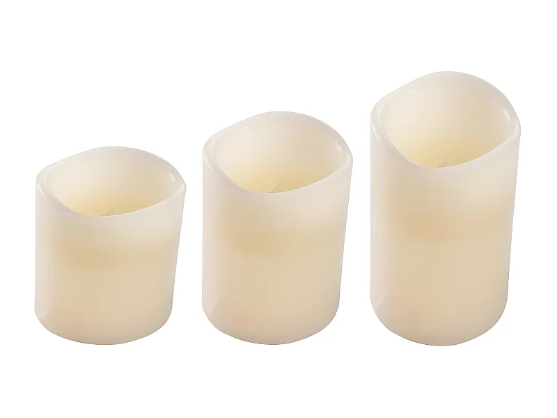 Lot de 3 Bougies Variation de Couleur "LED" 15cm Ivoire