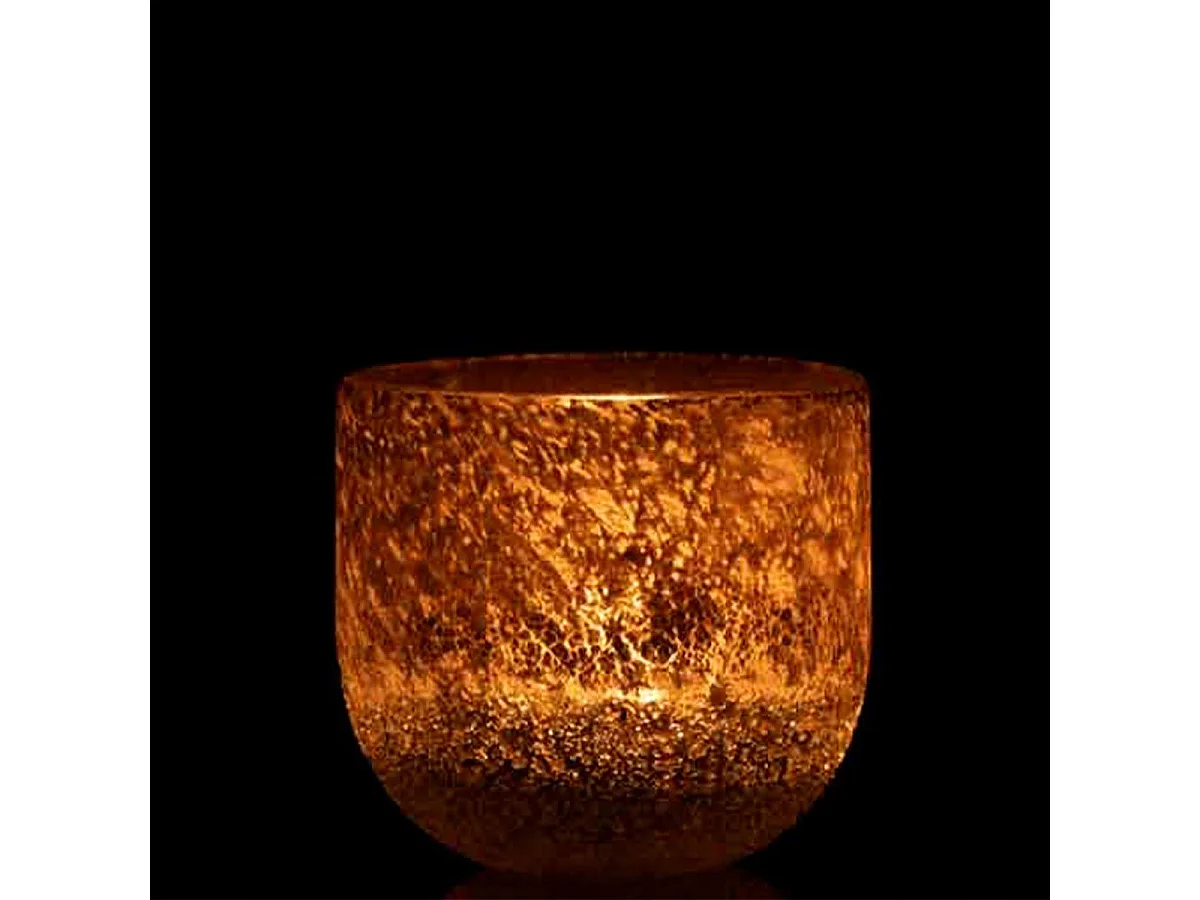 Photophore en Verre Design "Scavo" 10cm Gris