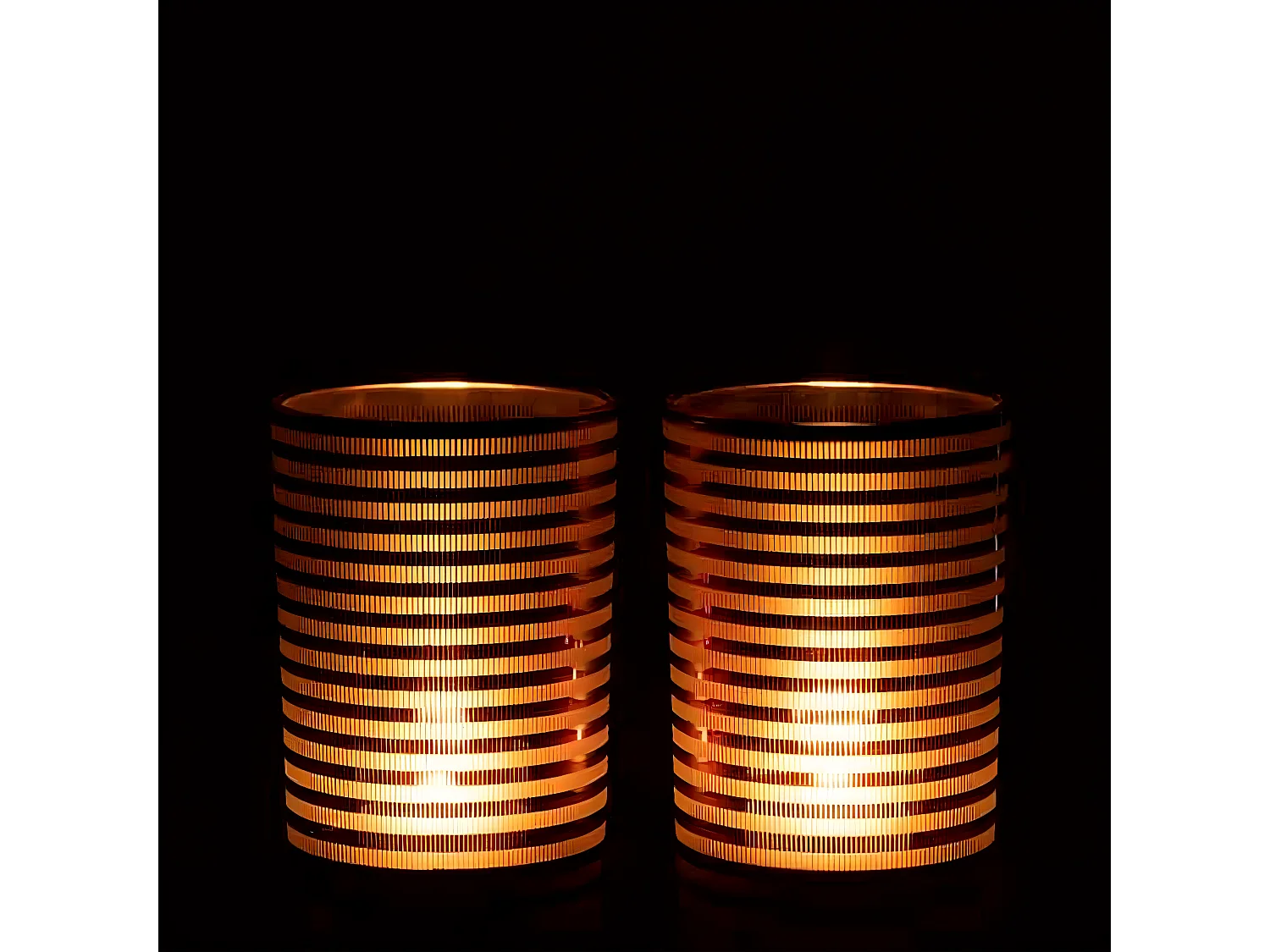 Lot de 2 Photophores "Verre Rayé" 18cm Marron