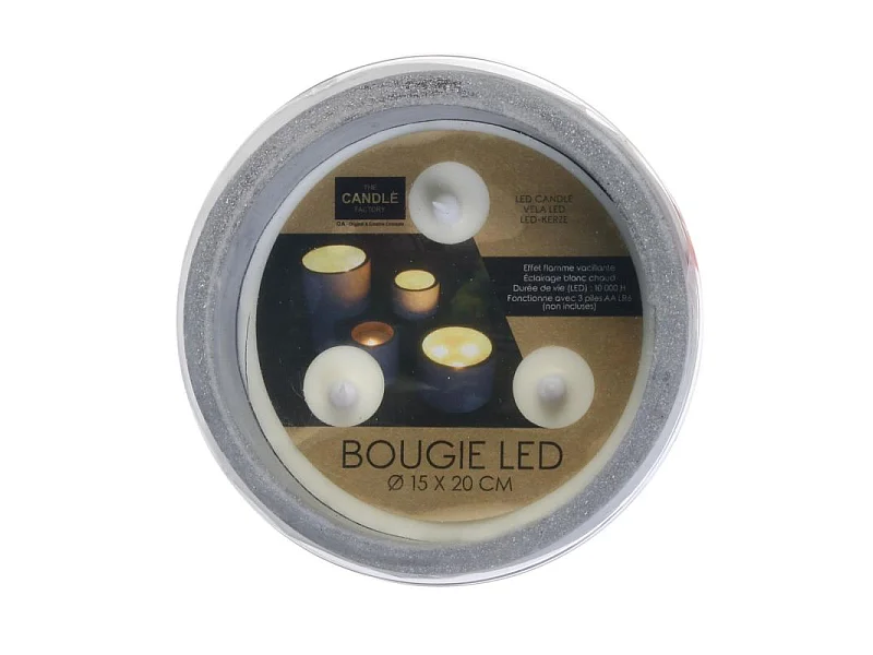 Bougie Ronde Led "Ciment" 20cm Gris