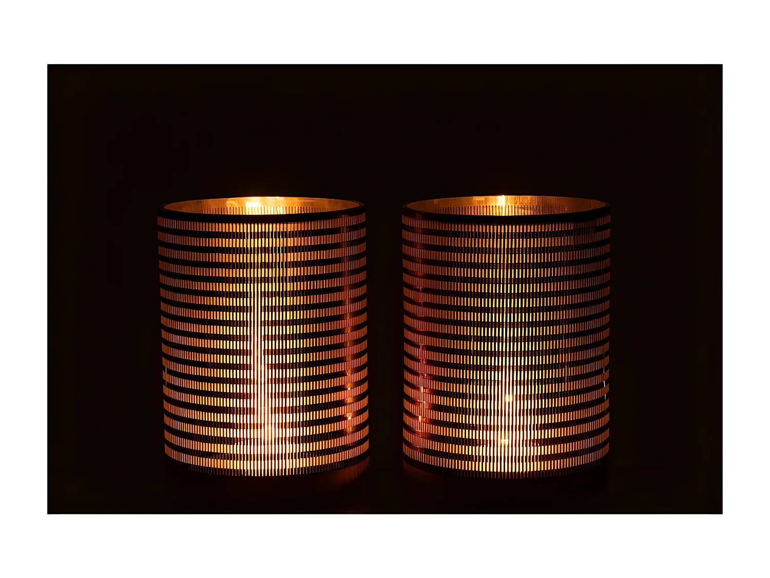 Lot de 2 Photophores "Verre Rayé" 24cm Marron