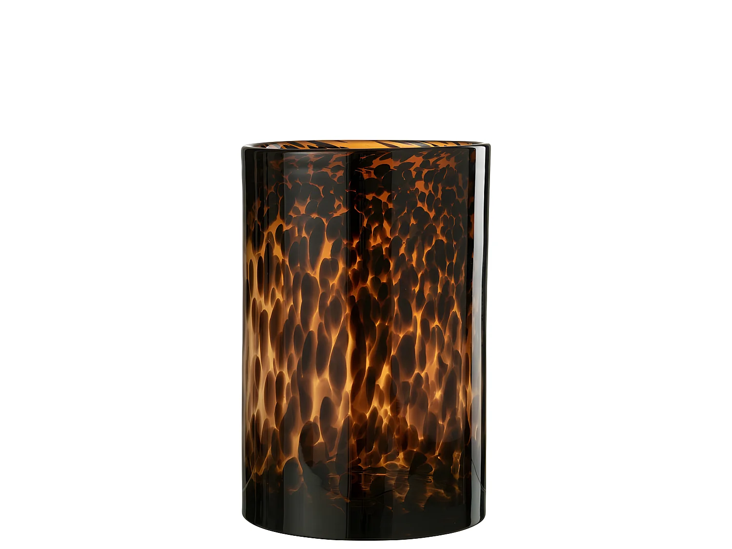 Photophore en Verre "Cylindre Pois" 30cm Marron