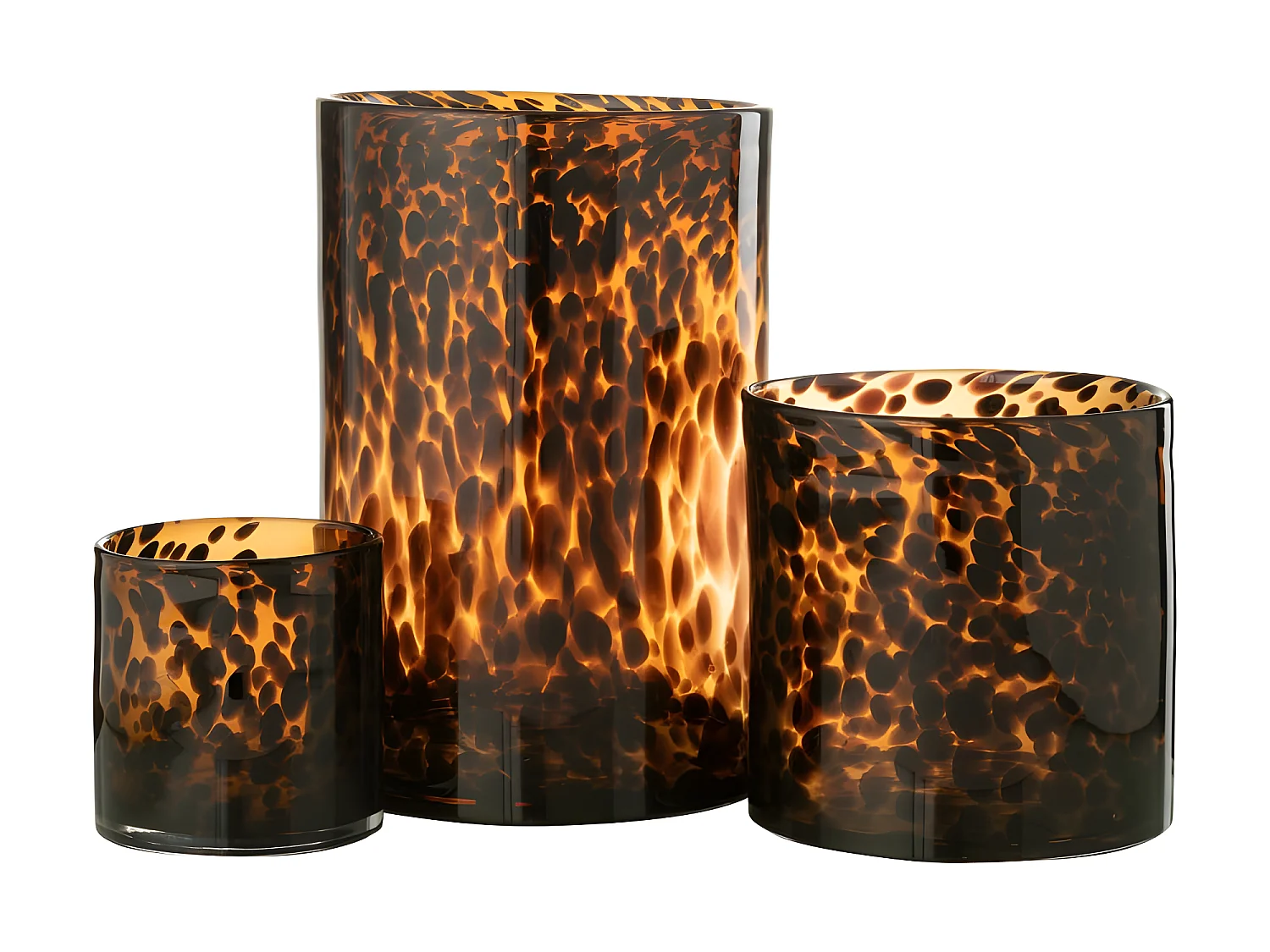 Photophore en Verre "Cylindre Pois" 30cm Marron