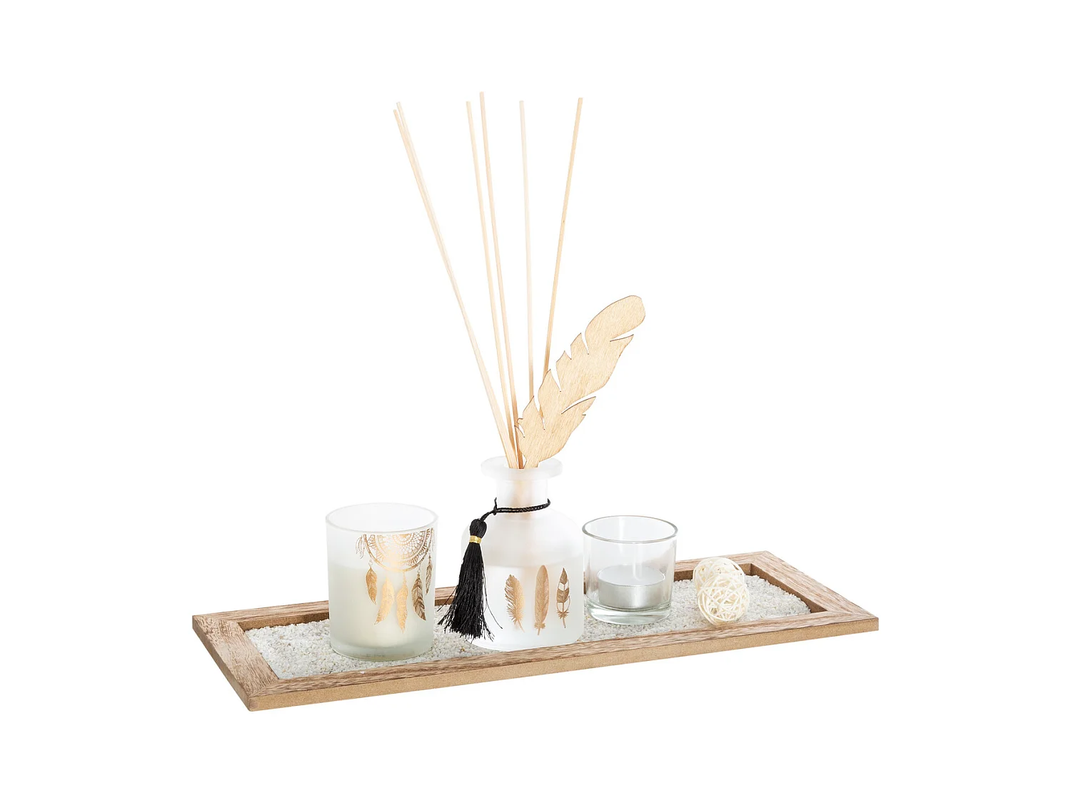 Coffret Senteur 8 Pièces "Plume" 37cm Bois de Gaiac