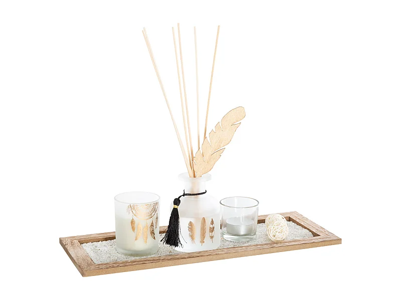 Coffret Senteur 8 Pièces "Plume" 37cm Bois de Gaiac