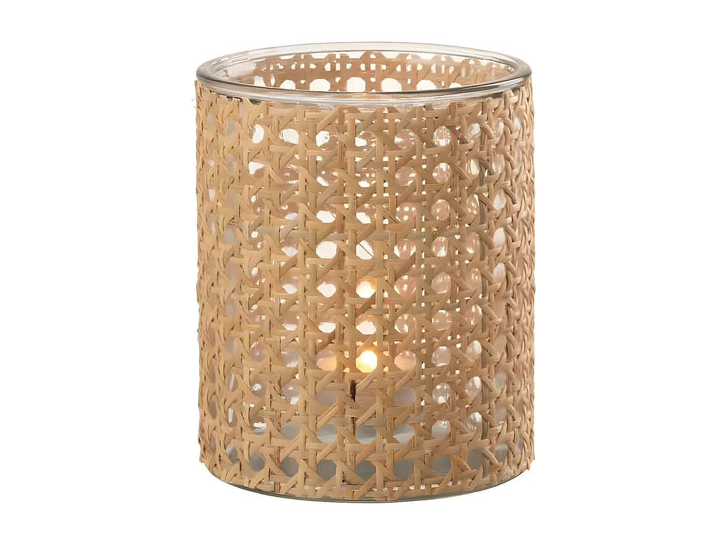 Portavelas de vidrio natural 12.5x12.5x15 cm