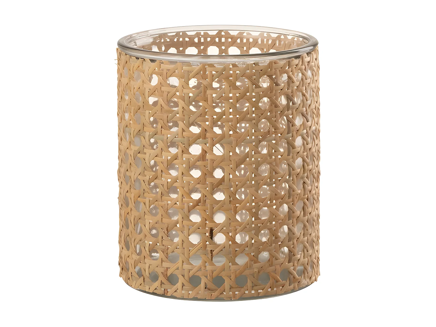 Portavelas de vidrio natural 12.5x12.5x15 cm