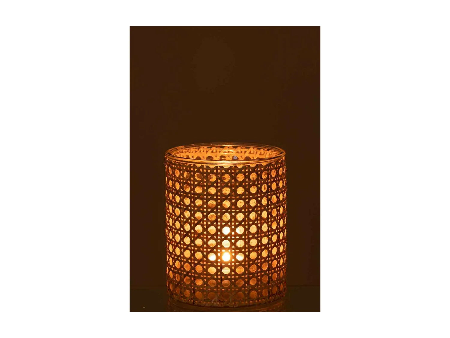 Portavelas de vidrio natural 12.5x12.5x15 cm