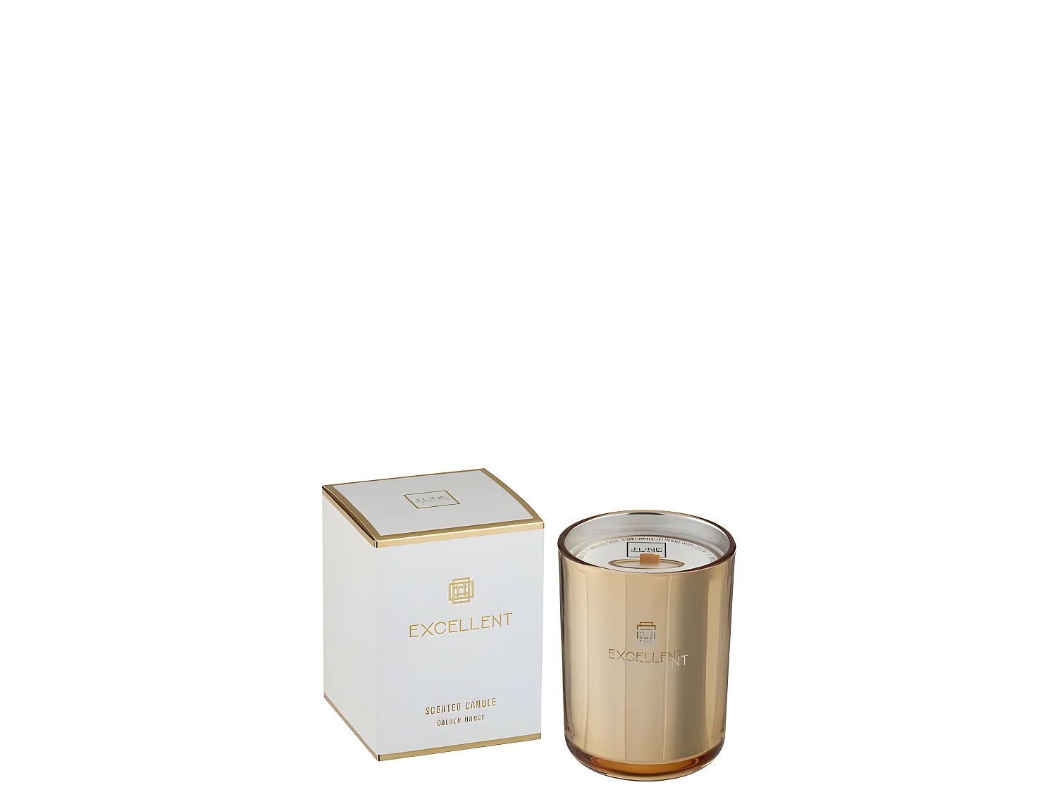 Vela perfumada de 50 horas en un frasco de vidrio dorado de 9x9x12 cm