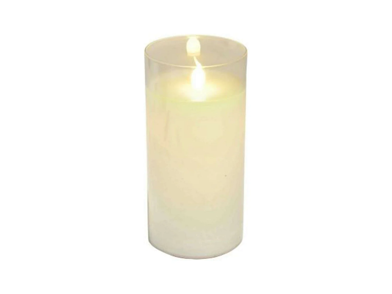 Bougie Ronde LED "Verrine" 15cm Blanc