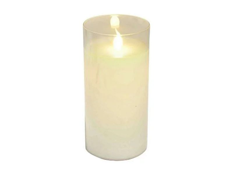 Bougie Ronde LED "Verrine" 15cm Blanc
