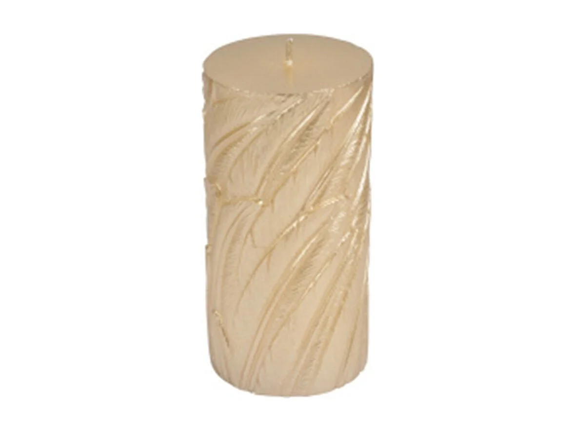 Bougie Pilier Déco Embossée "Efola" 14cm Or Mat