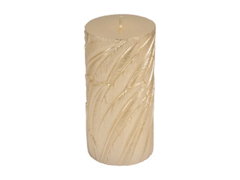 Bougie Pilier Déco Embossée "Efola" 14cm Or Mat