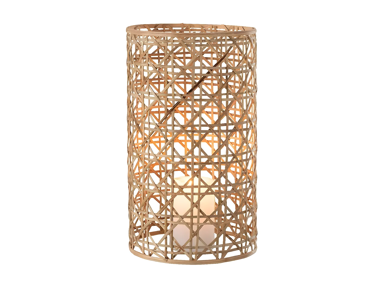 Portavelas de vidrio natural 14.5x14.5x25 cm