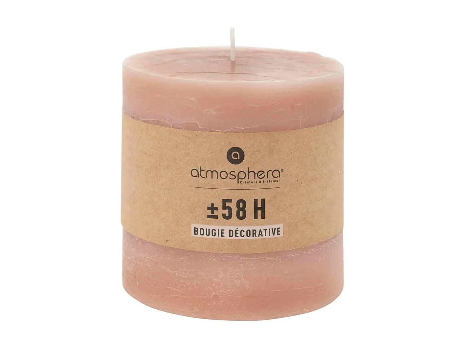 Bougie Cylindrique "Rustic" 10cm Rose Clair