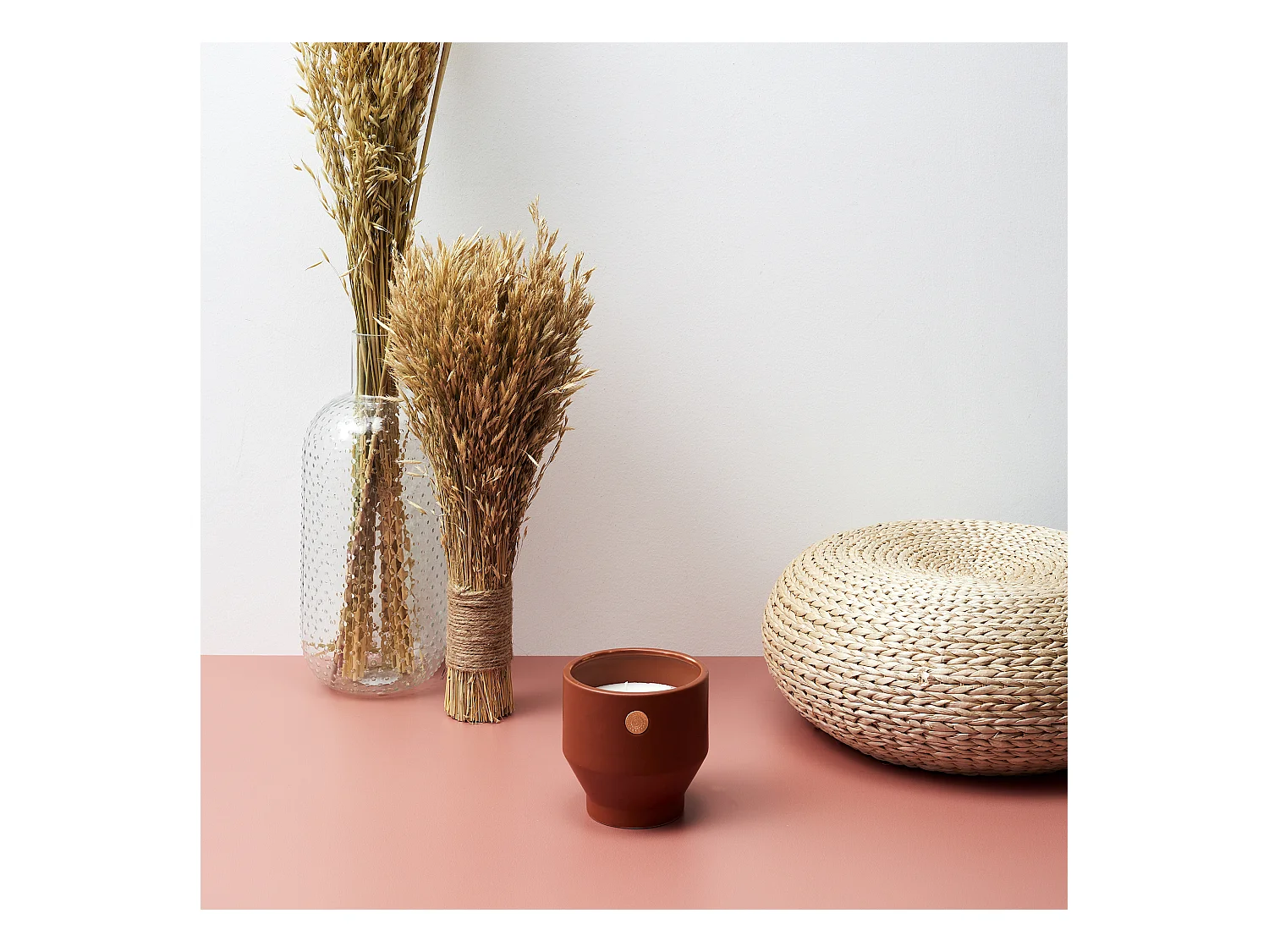 Bougie Parfumee Ciment Ocre Medaillon Marron