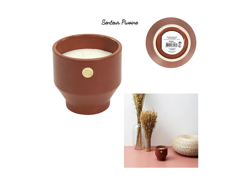 Bougie Parfumee Ciment Ocre Medaillon Marron