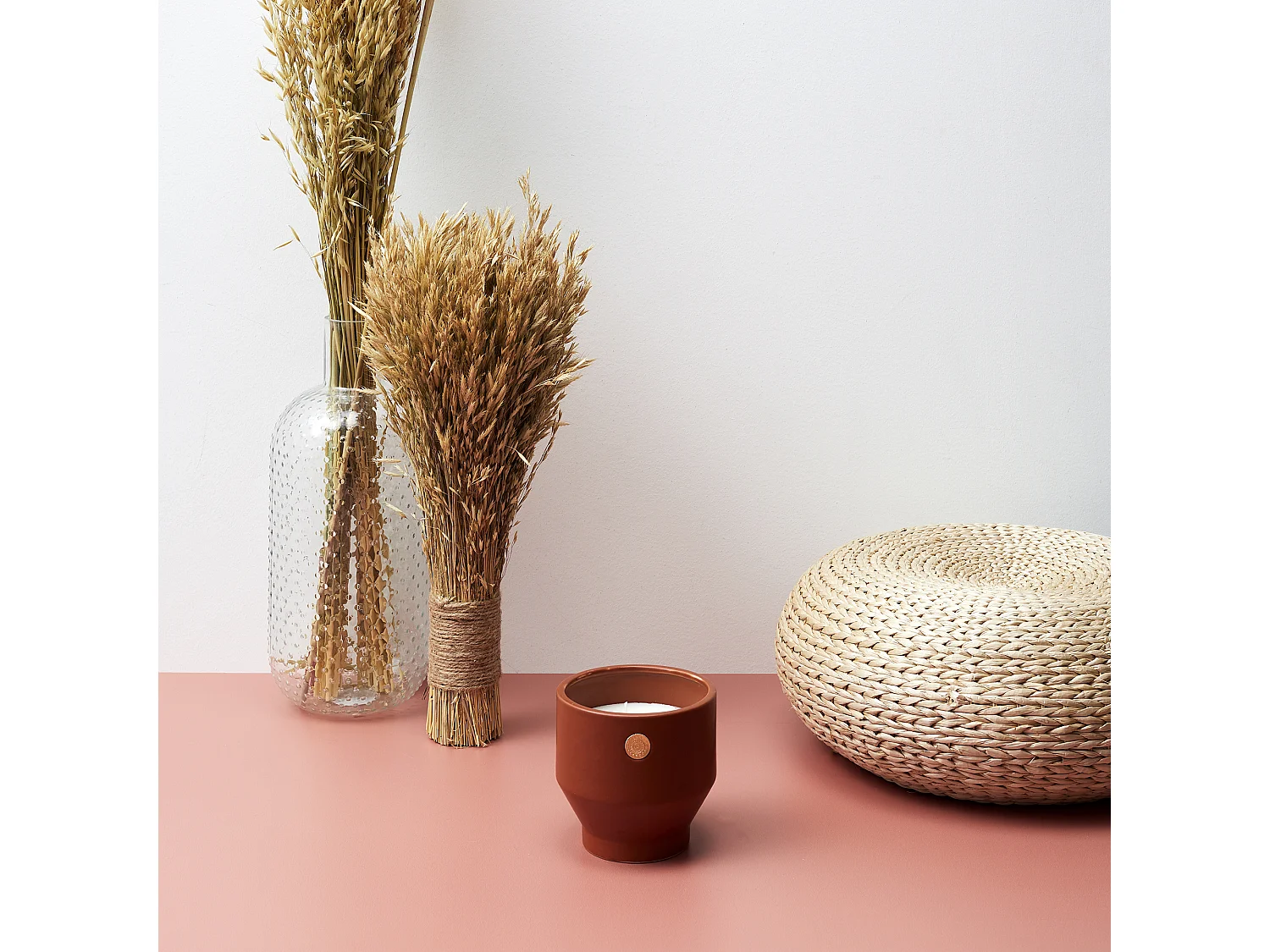 Bougie Parfumee Ciment Ocre Medaillon Marron