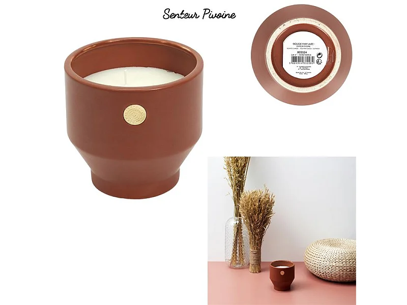 Bougie Parfumee Ciment Ocre Medaillon Marron