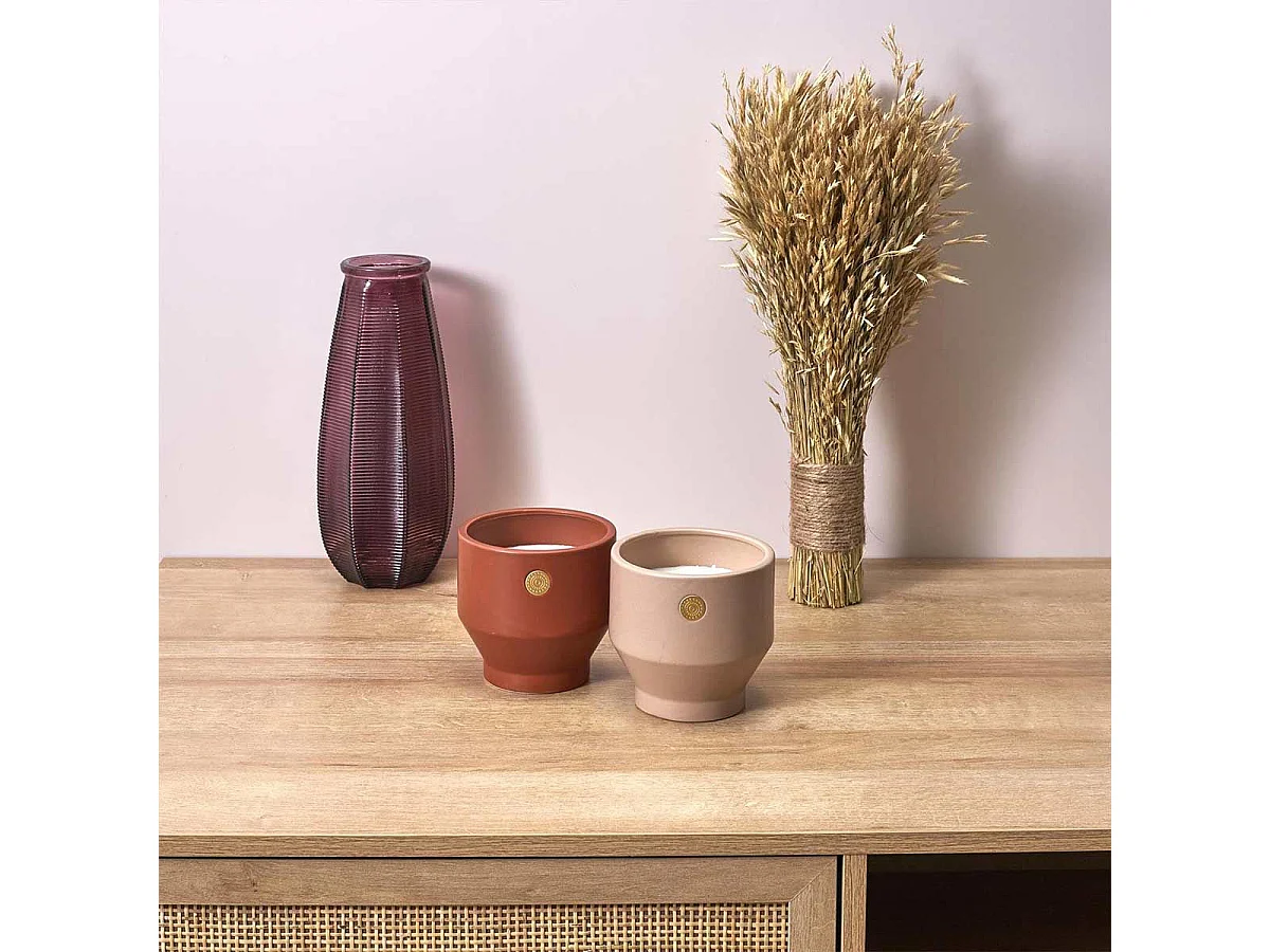 Bougie Parfumee Ciment Ocre Medaillon Marron