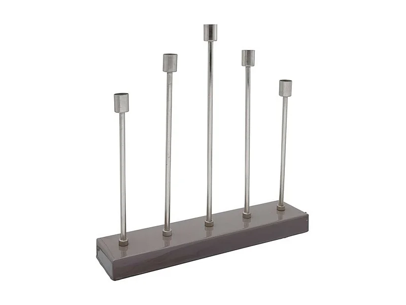 Bougeoir Design en Métal "Limo" 40cm Gris & Argent