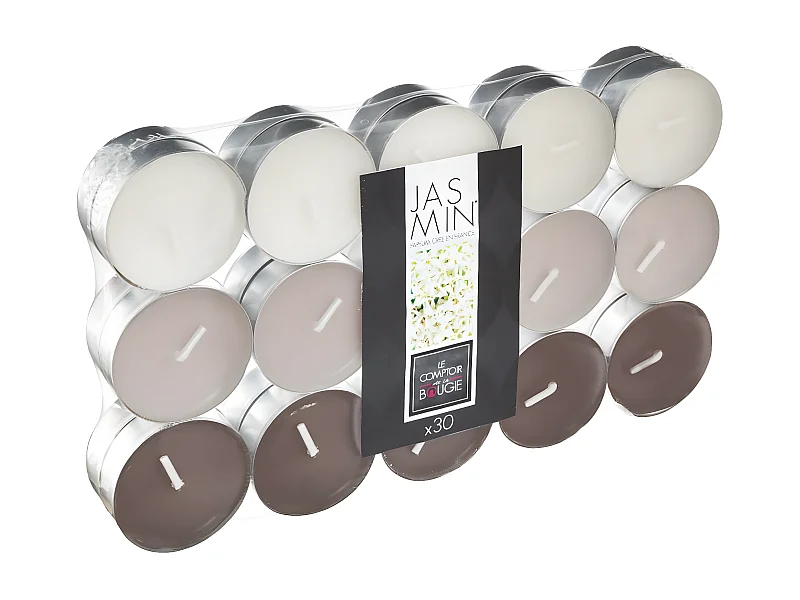 Lot de 30 Bougies Chauffe-Plat Parfumées 3,7cm Jasmin
