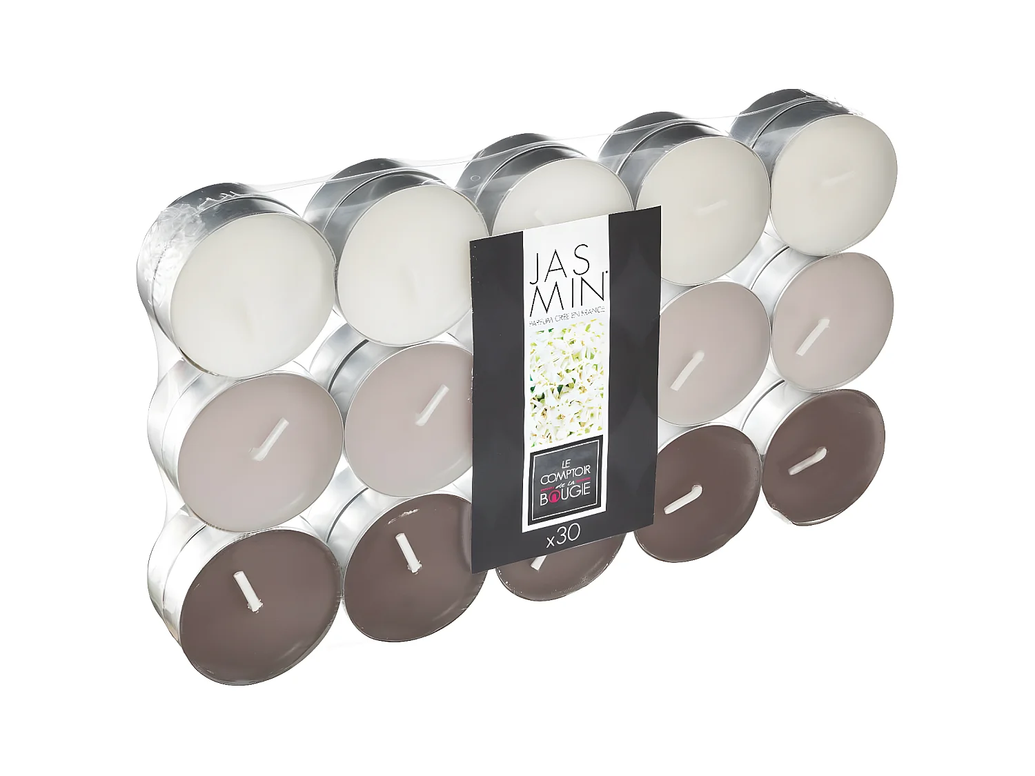 Lot de 30 Bougies Chauffe-Plat Parfumées 3,7cm Jasmin