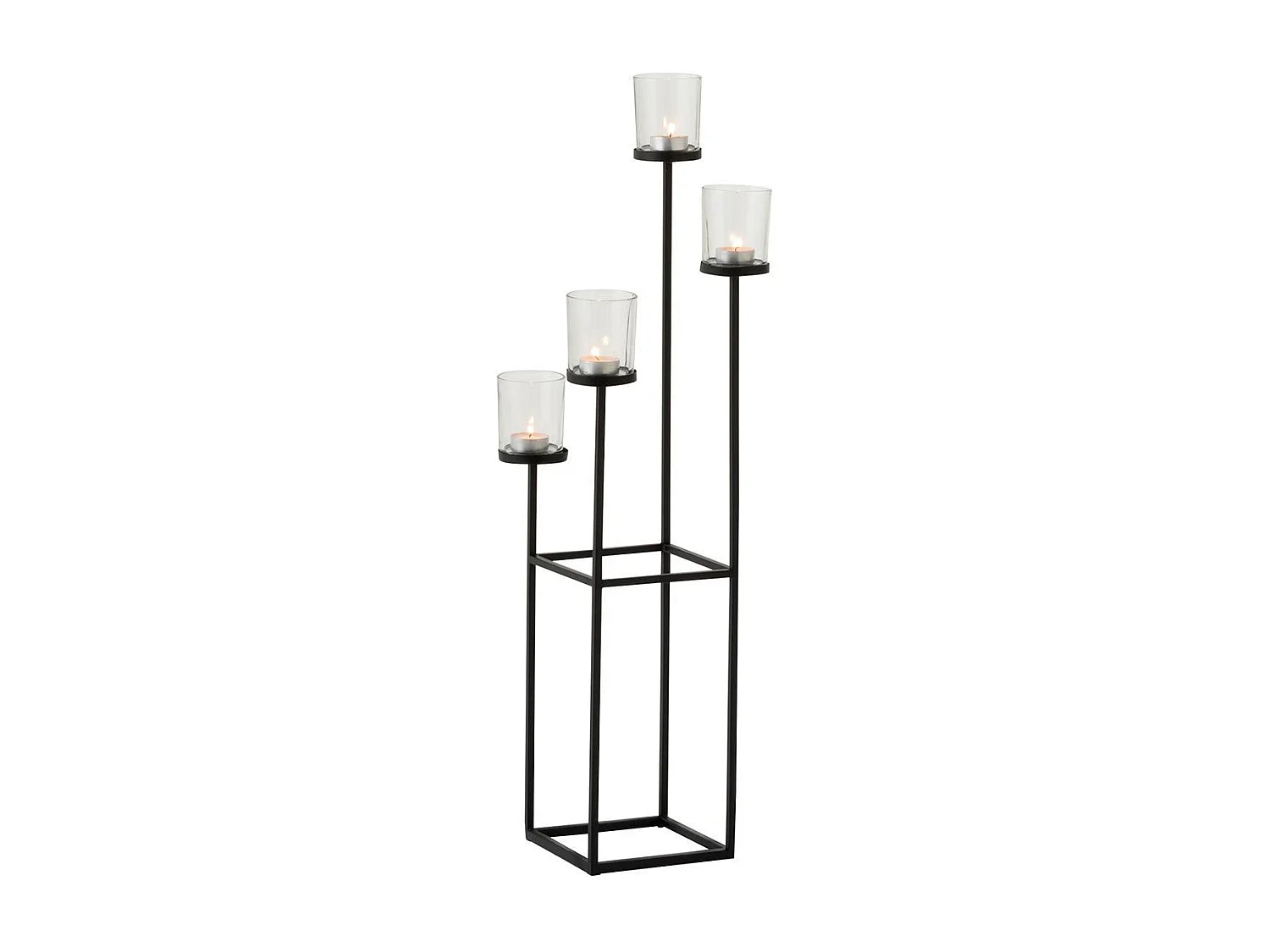Bougeoir Design Métal & Verre "4 Têtes" 77cm Noir