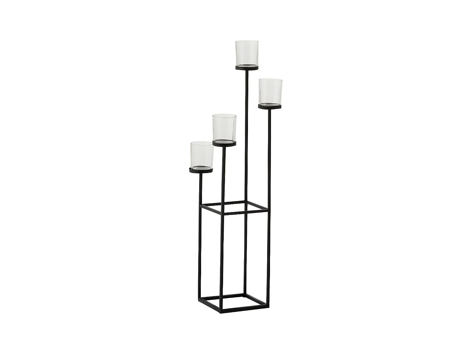Bougeoir Design Métal & Verre "4 Têtes" 77cm Noir