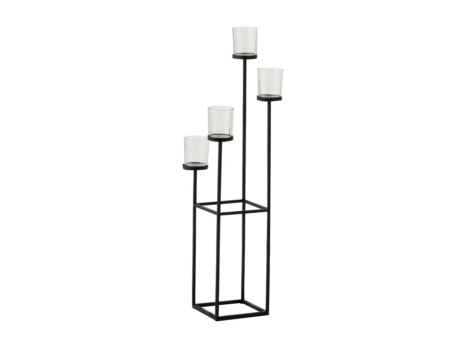 Bougeoir Design Métal & Verre "4 Têtes" 77cm Noir